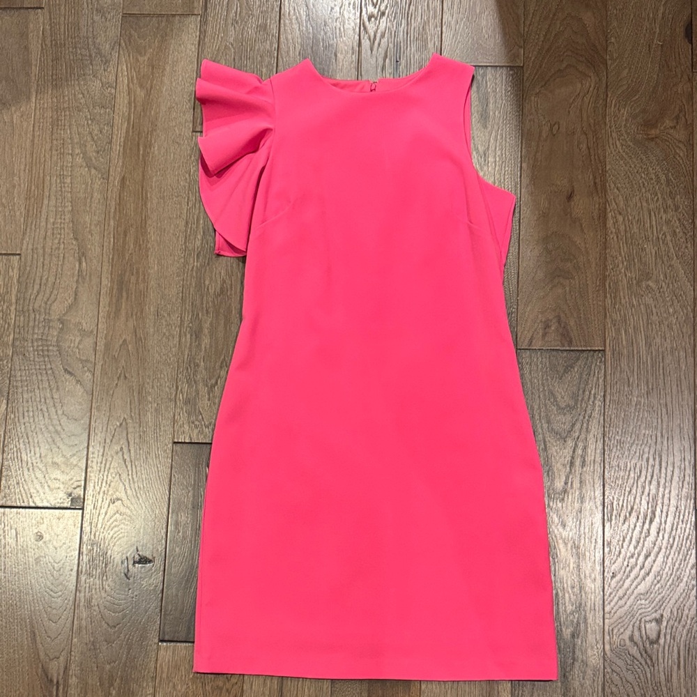 julia jordan Hot Pink One-Shoulder Ruffle Sheath Dress